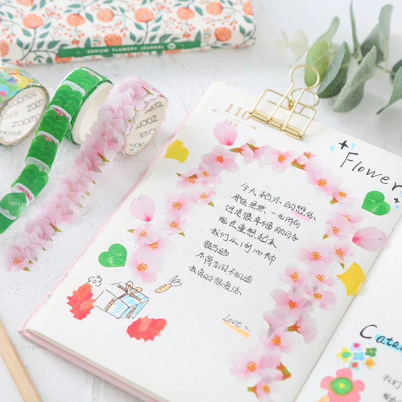 

Creative petals Butterfly cat Bullet Journal Collage Washi Tape Adhesive Tape DIY Scrapbooking Sticker Label Masking Tape