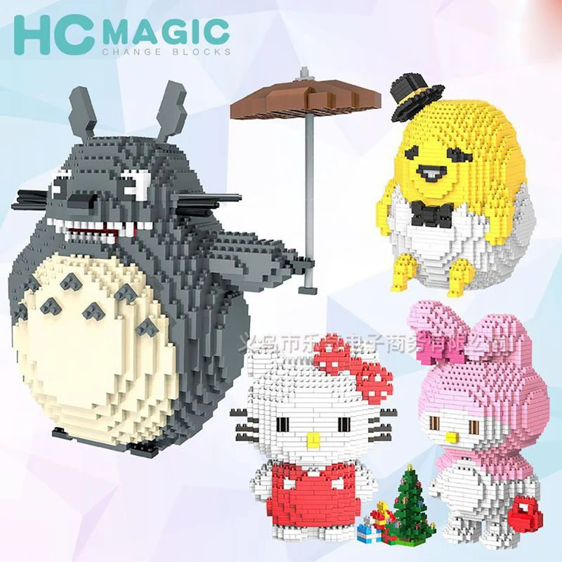 

HC Mini Micro Diamond Particle Block Cartoon Pikachu Spongebob Mario Winnie Anime Block Decompression Educational Children Toys