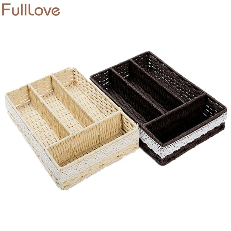 FullLove 31*21*5 см ручной работы соломенный косметический Органайзер кофейная коробка