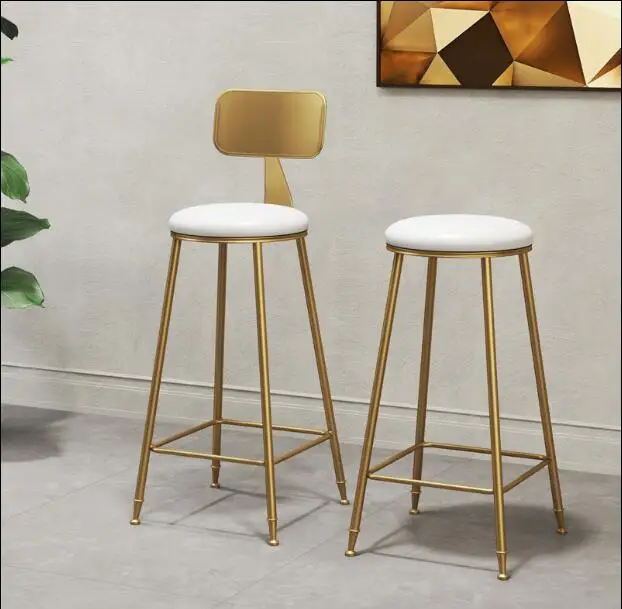 Nordic simple fashion golden iron bar chair high stool