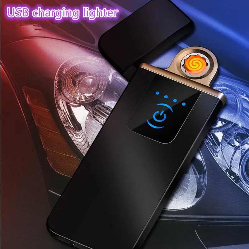 

Rechargeable electric USB Windproof flameless cigar Electronic charging Cigarette lighter Touch-senstive Switch Lighters no gas
