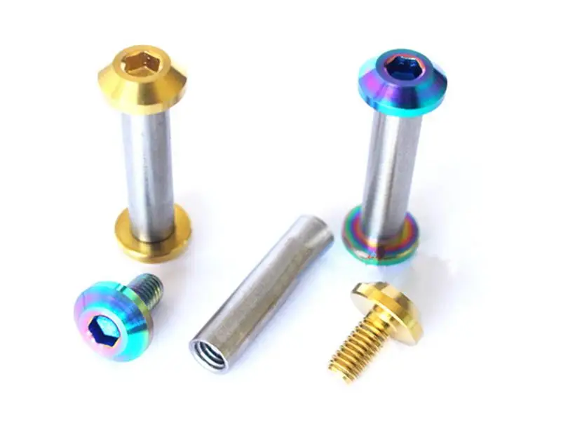 M6x33mm Ti/Golden/Rainbow GR5 Titanium Bolts & Rod Nut For Bike Rear