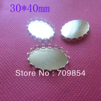 

free shipping!!! 200pcs/lot silver plated 30*40MM PAD cabochon setting pendant tray jewelry findings