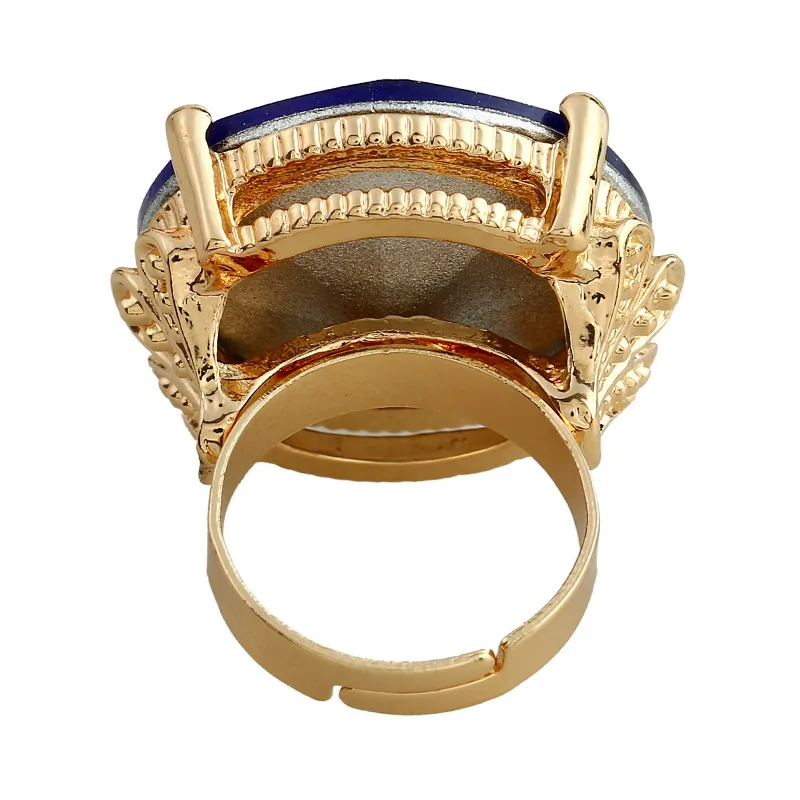 Преувеличенные темно-синие Кристальные массивные Регулируемые кольца для мужчин и женщин ювелирные изделия