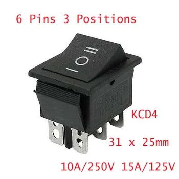 

6 Pins ON/OFF/ON DPDT Panel Mount Boat Rocker Switch 10A/250V 15A/125V AC KCD4