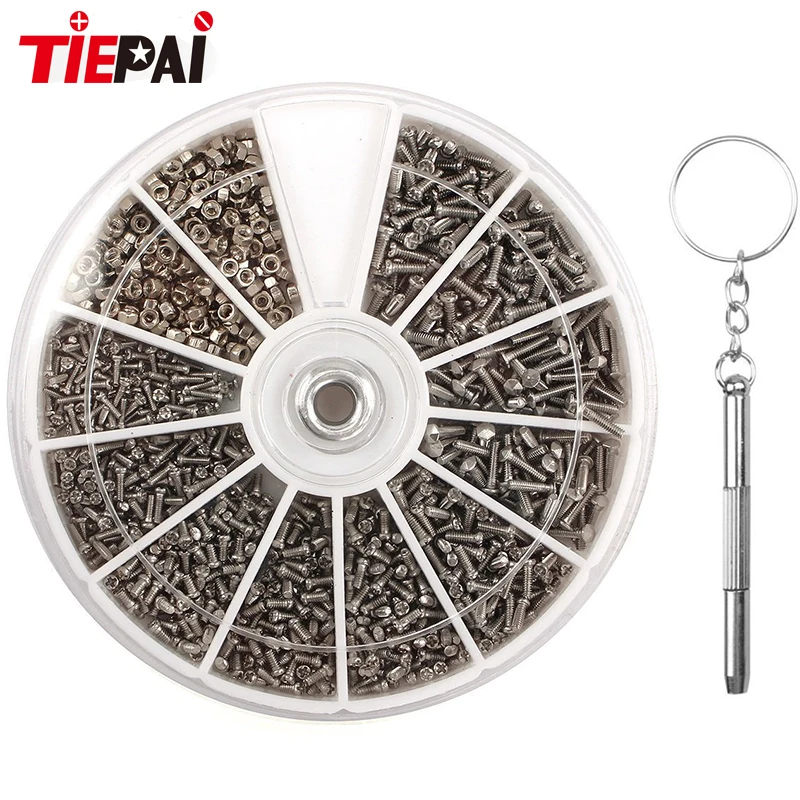 1000pcs set Micro Glasses Sunglass Watch Spectacles Phone Tablet Screws Nuts Screwdriver Repair Kits Box Hand Tool Set 12..