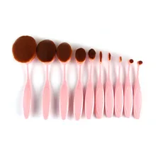 10Pcs/Set Professional Oval Cream Makeup Brush Set Kabuki Toothbrush Foundation Tool