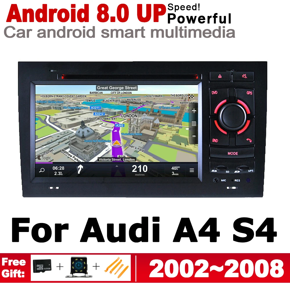 

7" HD IPS DSP Stereo Android 8.0 up Car DVD GPS Navi Map For Audi A4 S4 8E 8H 2002~2008 MMI multimedia player radio WiFi System