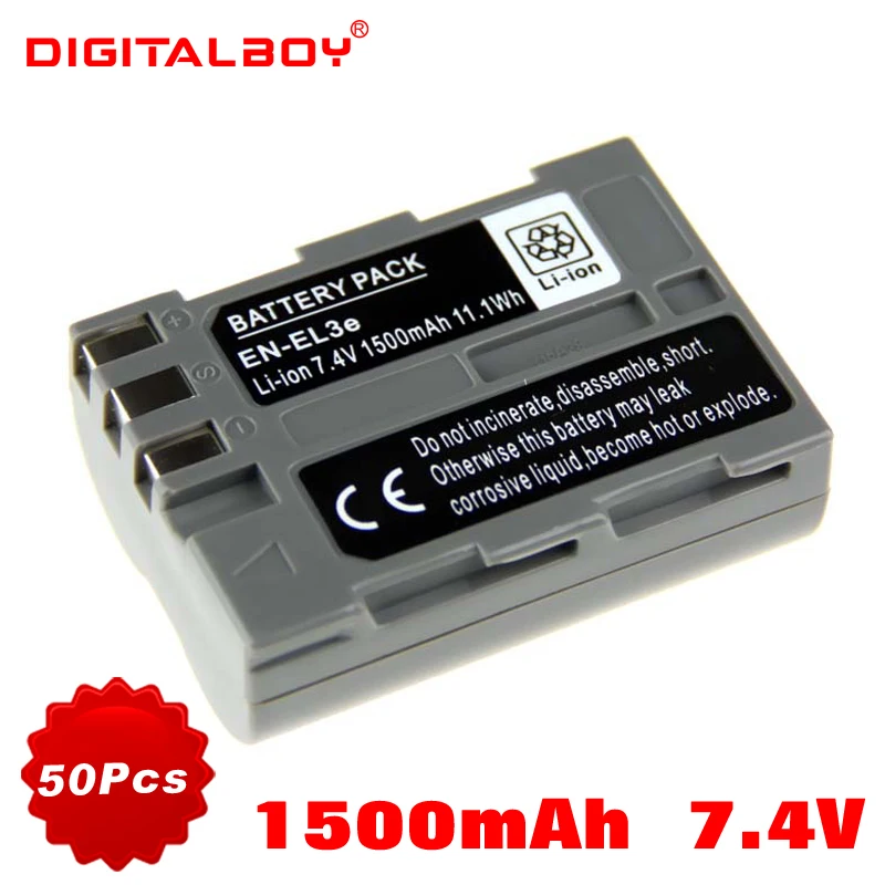 Digital Boy 50Pcs EN EL3E EN EL3e Camera Li ion Battery