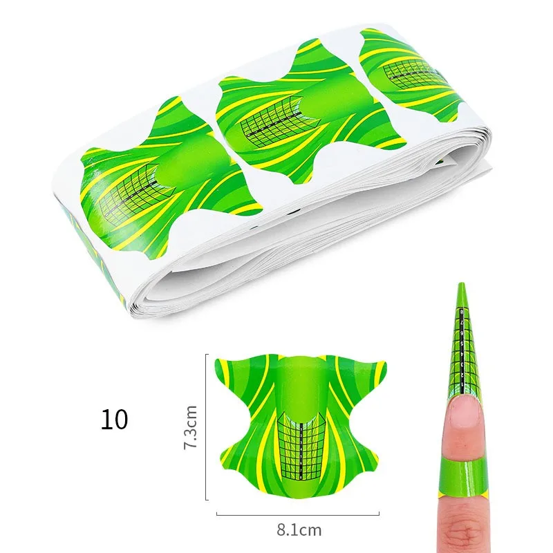

100pcs/Pack Nail Form Professional Nail Art Guide Form Acrylic Tips Gel Extension Sticker Nail Polish Curl Form Accessory YZ0679