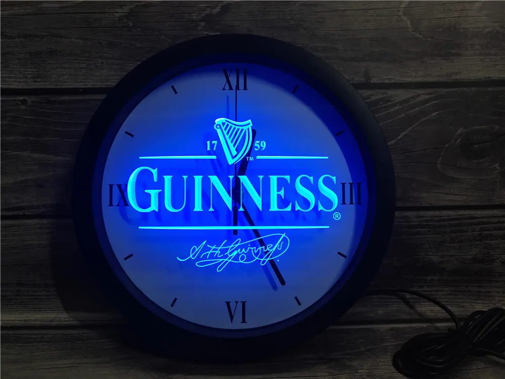 

0E057 Guinness Alec Arth Beer Bar Club APP RGB 5050 LED Neon Light Signs Wall Clock