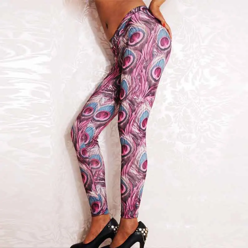 2019 модные леггинсы с принтом «Павлин глаз» для женщин с высокой талией, сексуальные тонкие полиэфирные женские брюки ДЛЯ ФИТНЕССА, брюки
