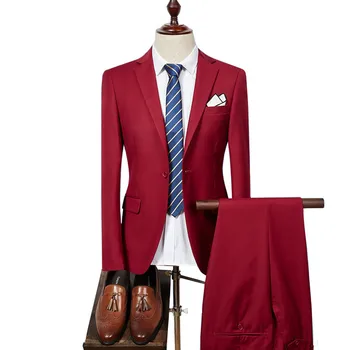 

Men's suit 2 piece set (blazer + pants) classic business gentleman formal groom wedding dress Plus size high quality suit 6XL