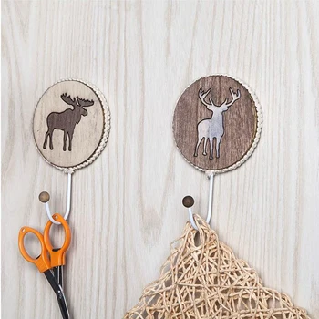 

1Pcs Metal Wood Hooks Elk Pattern Wall Door Clothes Coat Hanger Kitchen Bathroom Rustproof Towel Hook