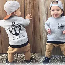 Детские комплекты одежды для маленьких мальчиков и девочек г. Осенний серый свитер с длинными рукавами «грязный Гарри»+ брюки цвета хаки комплекты одежды для мальчиков из 2 предметов