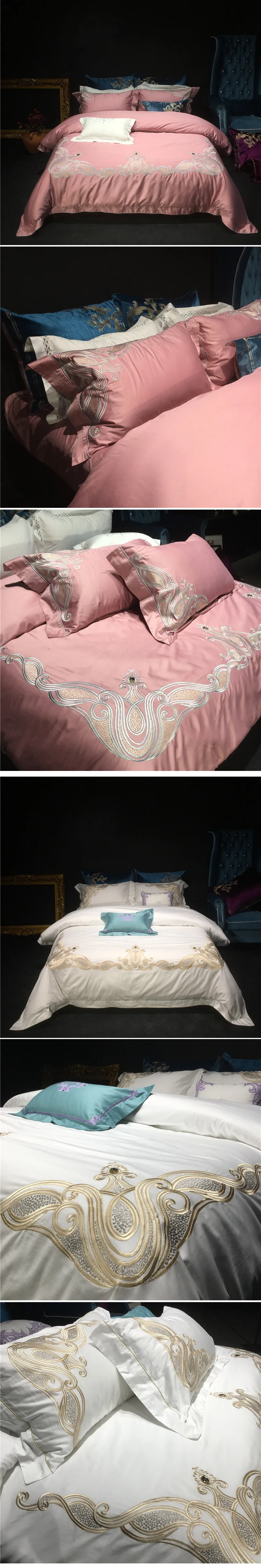 bedding set duvet cover high quality supima cotton european court princess bedclothes bed sheet sets 4pcs satin bed cover 1