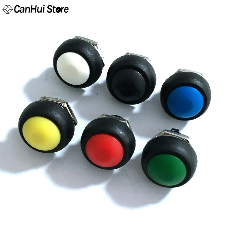 

10Pcs Black White Red Blue Green 12mm PBS-33B Waterproof Momentary ON OFF Push Button Swithch Mini Round Switch PBS33B PBS 33B