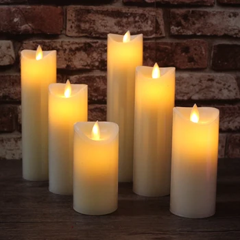 

Set 5.5cm Diameter LED Electronic Flameless Candle Lights Simulation Flame Flashing Candle Lamps Wedding Party Decoration