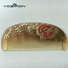 Diaphanous ручная работа овечий Рог гребни утолщение Аутентичные ручная роспись лак художественные гребни волосы стиль дизайнер для женщин Y027