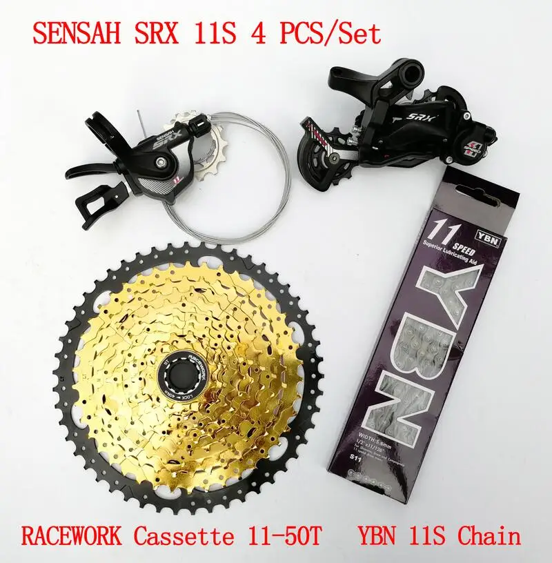 RACEWORK SRX 11 Скорость MTB переключатели список групп Racework 11-50 T кассета Цепь YBN 4 шт набор для SRAM shimano XT - Цвет: Цвет: желтый