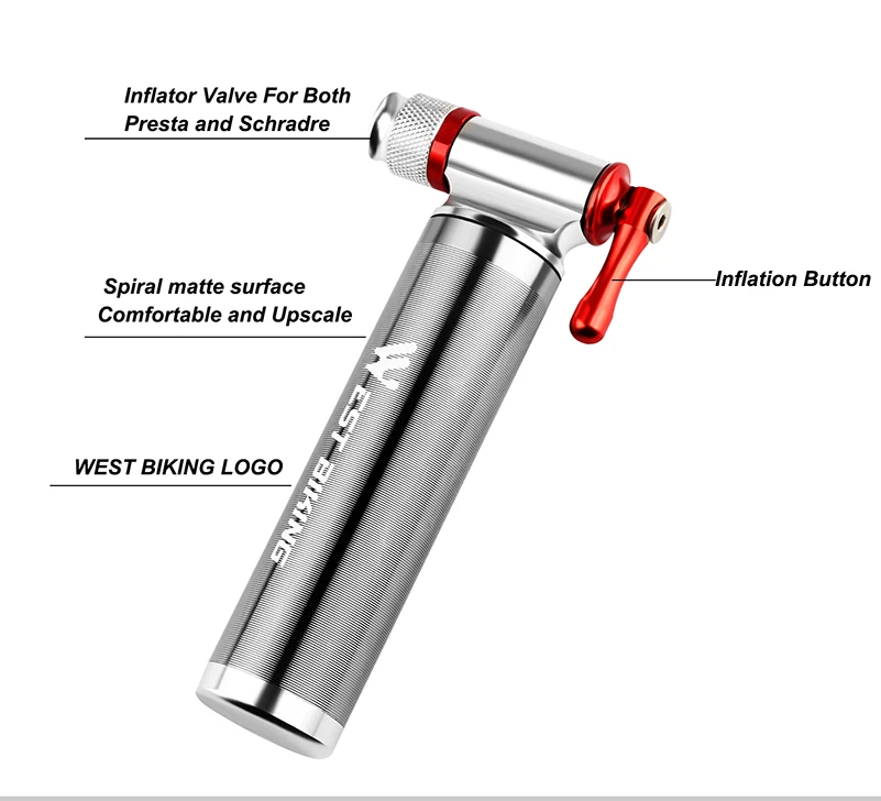 WEST BIKING мини-насос Schrader Presta велосипедный насос 2 стиля Avaiable CO2 Inflator изолированный рукав воздушный велосипедный ручной насос