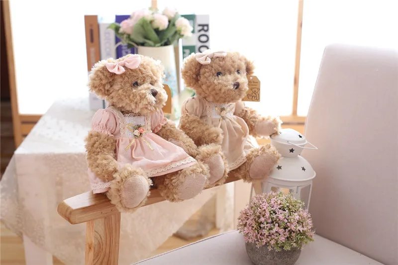 Cute Couple Teddy Bear Plush Toys Couple Bear Wedding Teddy Bears Soft Stuffed Dolls Valentine Day Kids Friends Lovers Birthday Christmas Gift 26cm 1 Pair  (4)