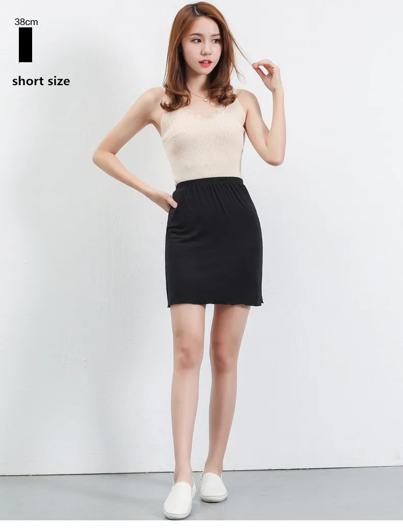 Горячая Распродажа, летняя женская сексуальная Модальная юбка, женское длинное и короткое нижнее белье, женское повседневное полуплатье - Цвет: short black