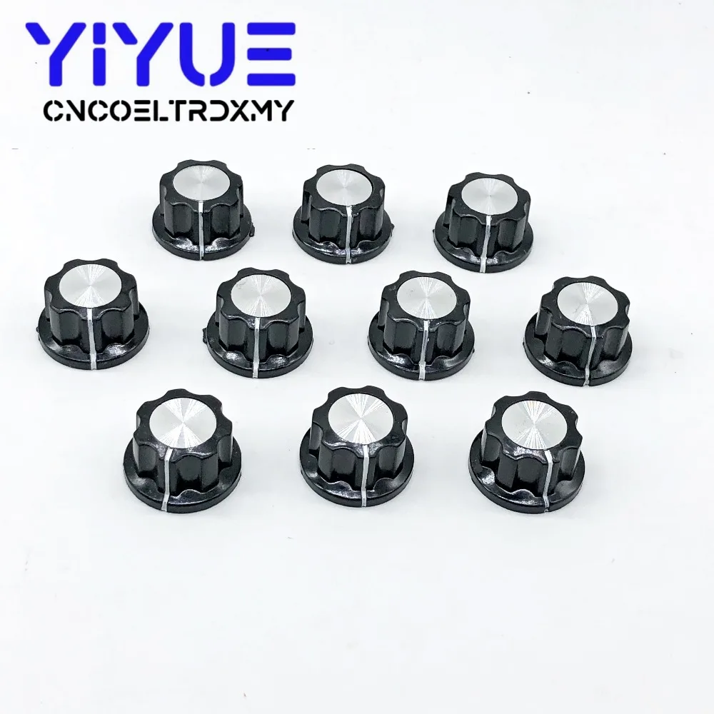 10pcs MF-A02 Potentiometer Knob Cap 6mm Shaft Hole Dia Rotary Switch Bakelite Knob for WHT118 WX050