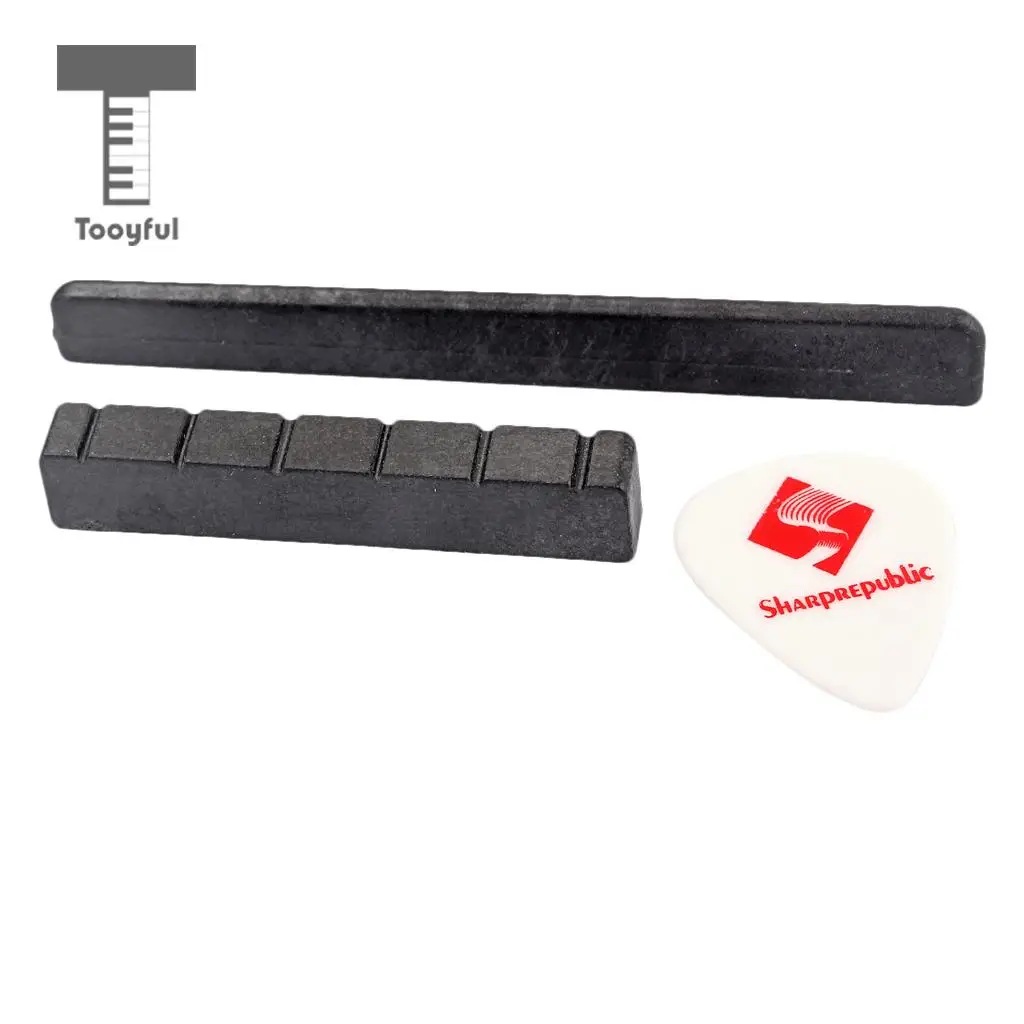 Tooyful Set of Plastic Nut Slotted & Bridge Saddle with Pick for Classical Classic Guitar Musical Instrument Parts Accessories