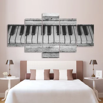 

Decoration Living Room Modular Pictures 5 Panel Old Piano Keyboard Framework Wall Art Painting HD Printed Canvas Poster Home