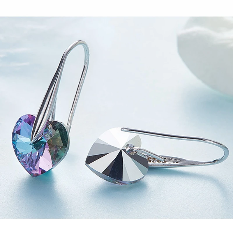 Женские свадебные серьги Labekaka украшенные кристаллами Swarovski с сердечками