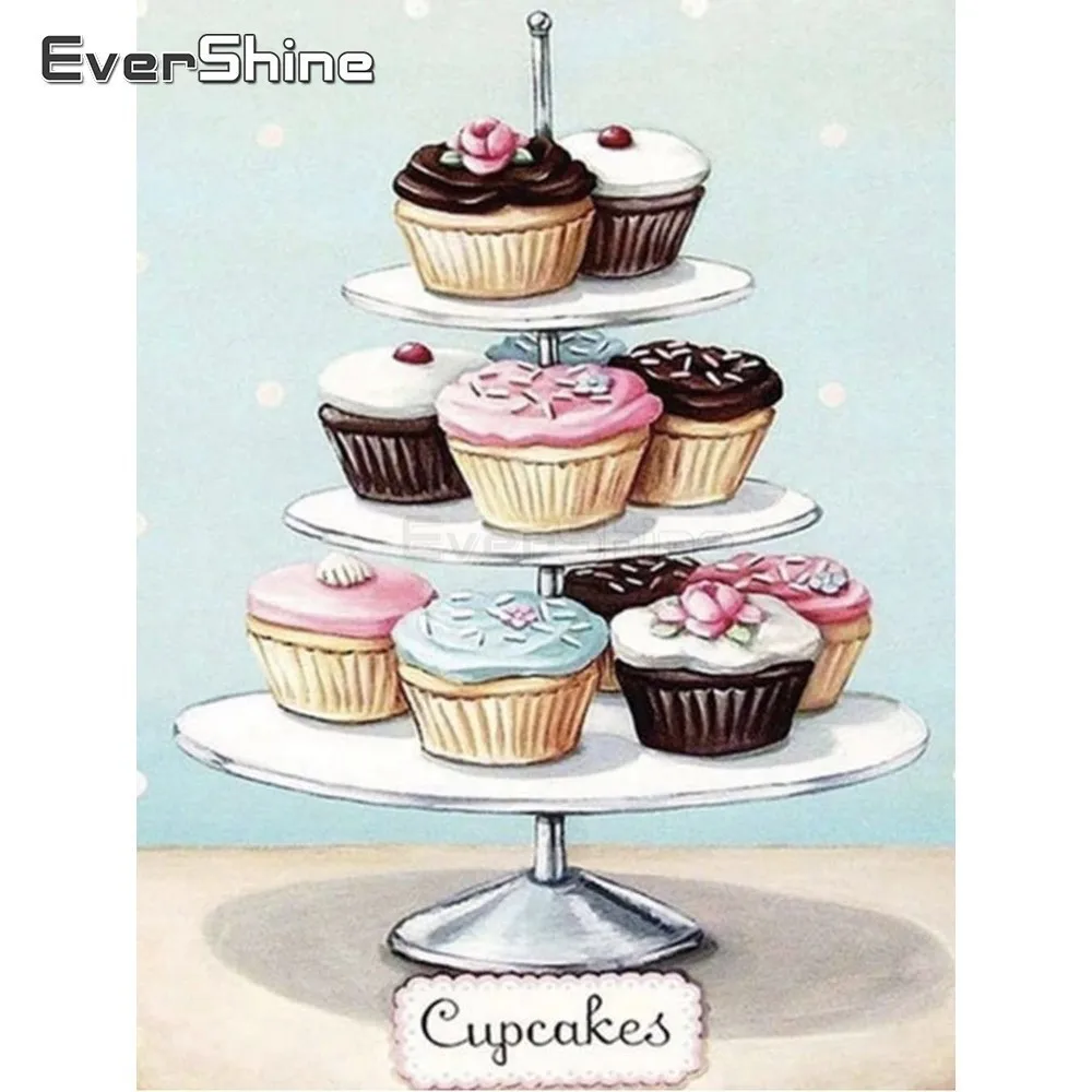 

EverShine 5D Food Diamond Painting Full Square Diamond Embroidery Cake Picture Of Rhinestones Diamond Mosaic Children Home Decor