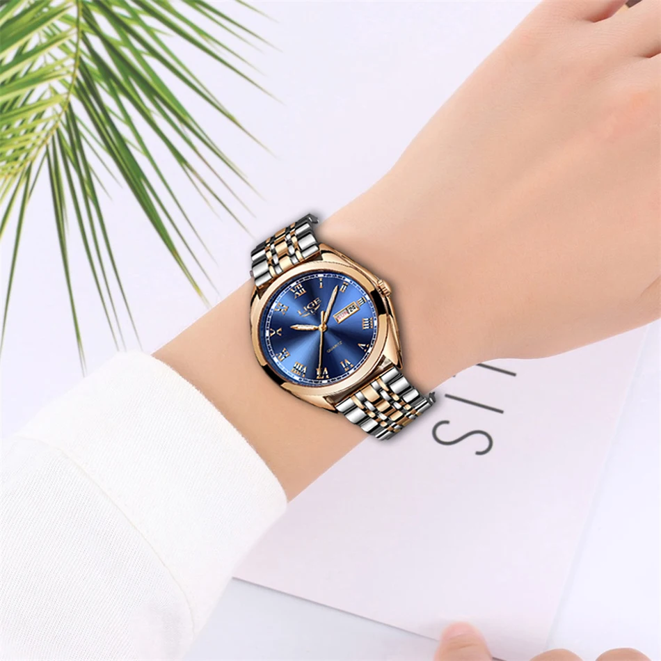 LIGE New Rose Gold Women Watch Business Quartz Watch Ladies Top Brand Luxury Female Wrist Watch Girl Clock Relogio Feminin