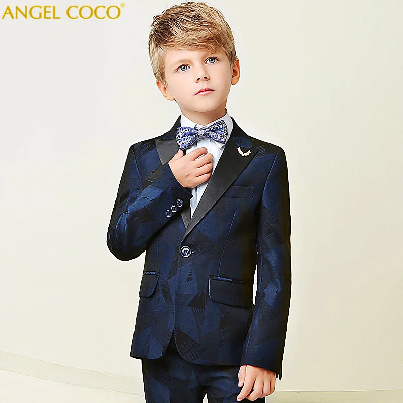 High Quality 2018 New Arrival Fashion Baby Boys Kids Blazers Boy Suit For Weddings Prom Formal Dark Blue Dress Wedding Boy Suits цена High Quality 2018 New Arrival Fashion Baby Boys Kids Blazers Boy Suit For Weddings Prom Formal Dark Blue Dress Wedding Boy Suits цены онлайн