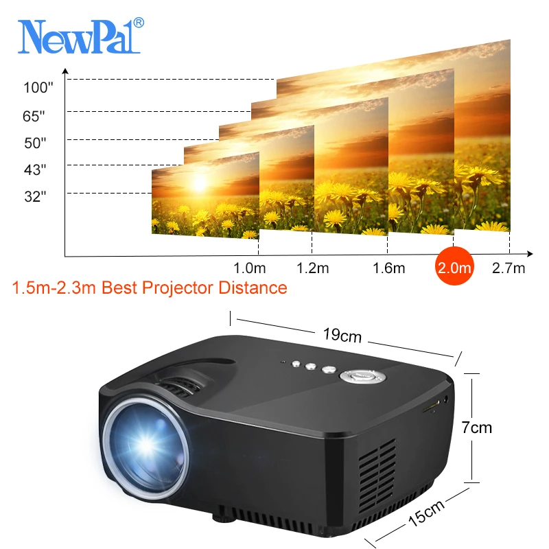 Newpal Projector 1200 Lumens LED Projector Home Theater Set in Android 4.4 WIFI Bluetooth Support Miracast Airplay AC3 Proyector