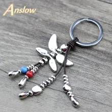 Anslow-Llavero con diseño de libélula para puerta de coche, anillo con diseño de personalidad, de Metal y cuero, marca al por mayor, LOW0005KY, 2019, gran oferta