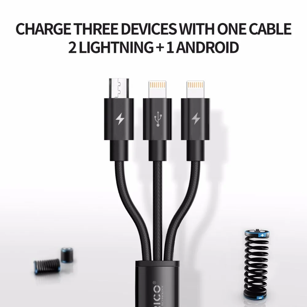  ORICO UTS3 3 in 1 USB Kabel 3A Max Laden & Datenkabel für iPhone X 8 7 Samsung Xiaomi huawei Mit 2 