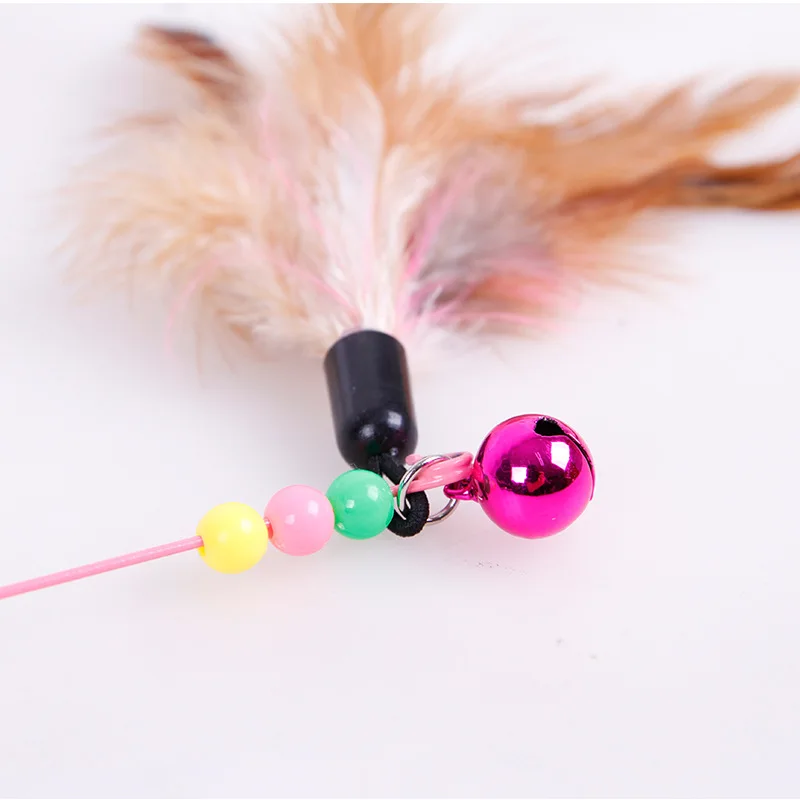 90cm Cat Toy Feather Stick Pet Cat Toys Feather Wand Cat Feather Toy Interactive with Bell for Cat Catcher Teaser Toy