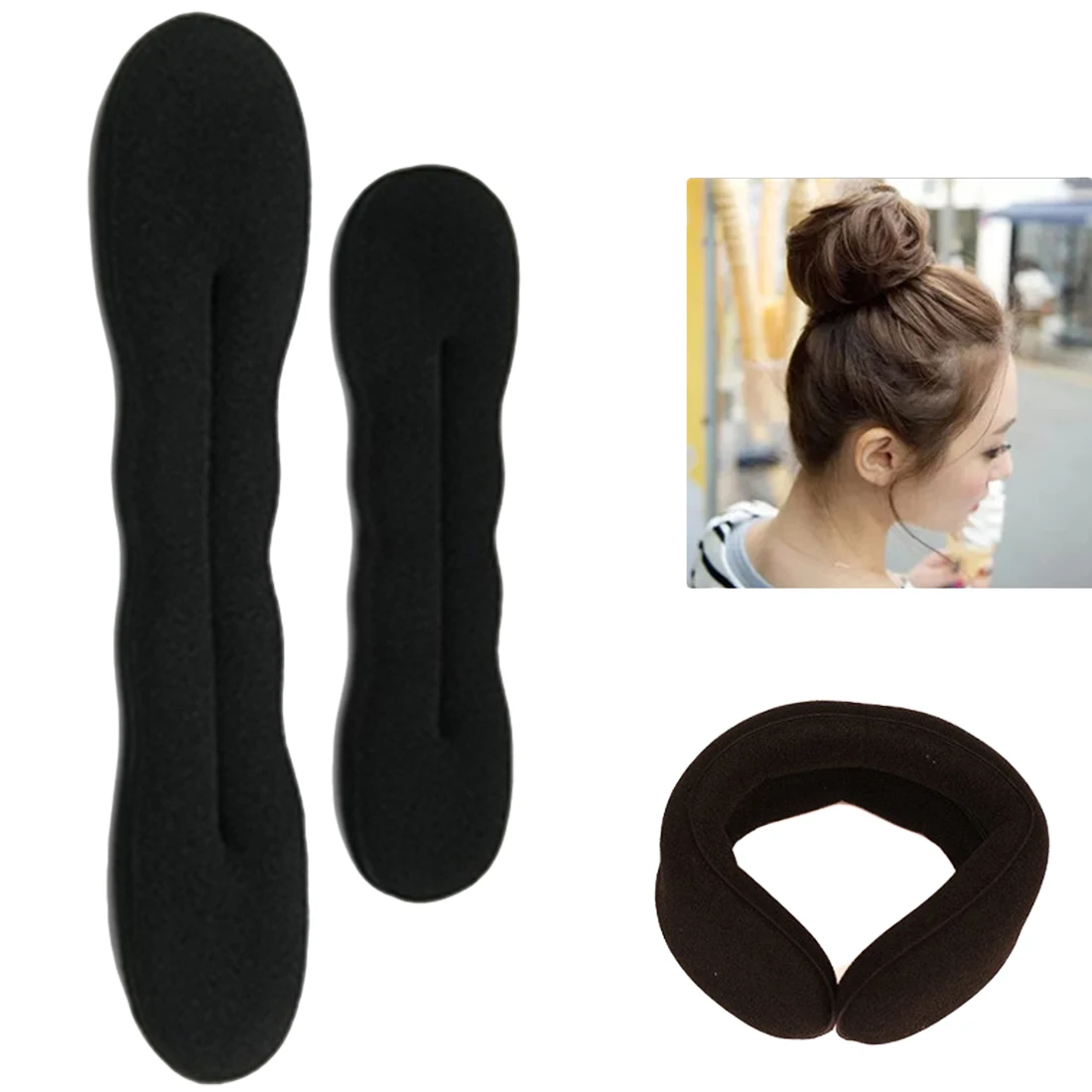 

79PCS Invisible Curly Wavy Clips Sponge Donut Hair Bun Braiding Tool Black Rubber Rope Scrunchy Hairpins Hair Beauty Tools Set