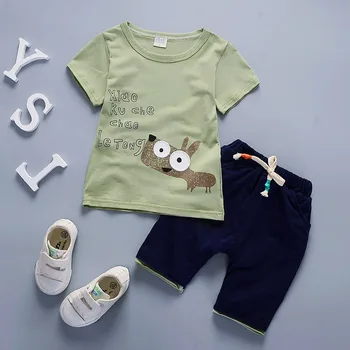 Newborn baby boy summer clothing set for kids short-sleeved cartoon T-shirt+short pants 2Pcs children clothing 4