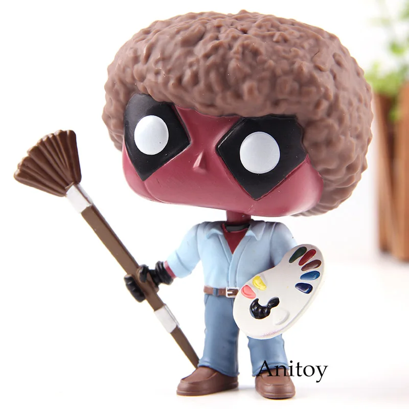 

Deadpool as Bob Ross Bobble Head Dolls PVC Deadpool Action Figure Collectible Model Toy with Retail Box