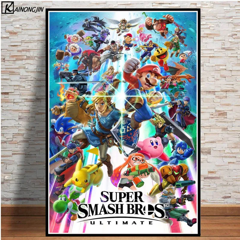 Постеры и принты Super Smash Bros Ultimate Аниме Арт плакат Настенная картина холст живопись украшение дома комнаты - Цвет: 005