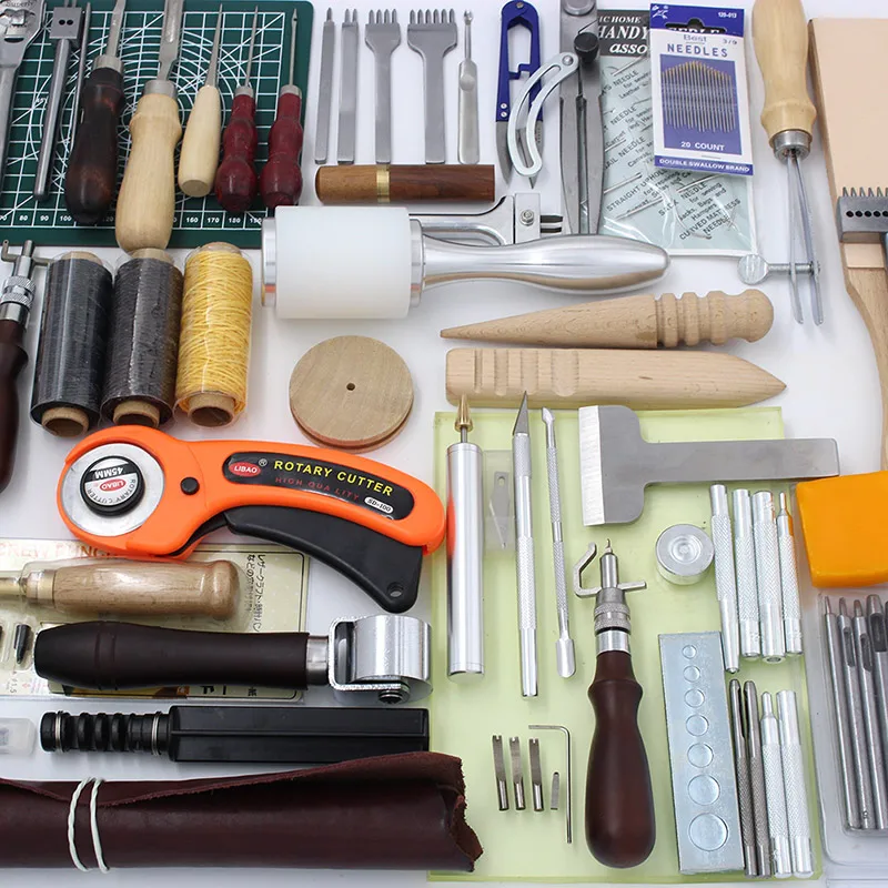 49 шт. набор инструментов для шитья кожи DIY ручные инструменты для шитья с нарезным швом кромки Creaser холст кожевенное ремесло