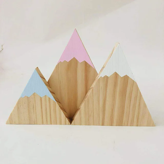 blue pink white 3 шт./компл. Ins скандинавском стиле украшения для детей Woodem в форме горы украшения для детской комнаты - Цвет: blue pink white