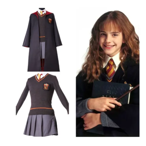 

Adult Version Gryffindor Uniform Hermione Granger Cosplay Costume Girl Uniform Full Dress Halloween Party Daily Cloak