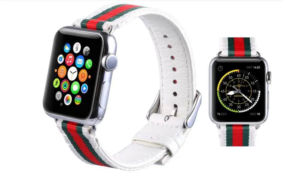 Ткань ремешок для Apple Watch группа кожаный ремешок с металлической пряжкой современный дизайн Бесплатная доставка 2 цвета