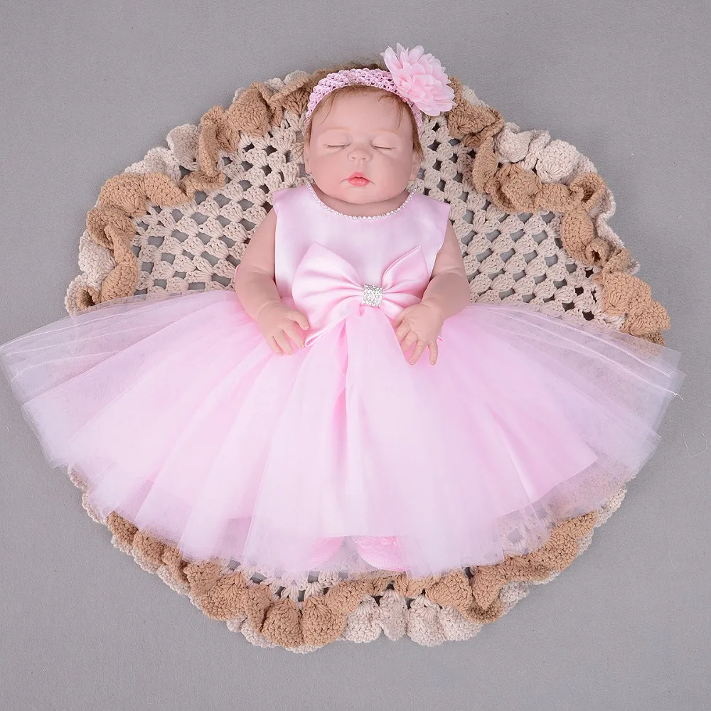 Настоящее 55 см полное тело силиконовые reborn baby doll игрушки с несколько цветов платье Реалистичная Спящая кукла-реборн принцесса девочка подарок