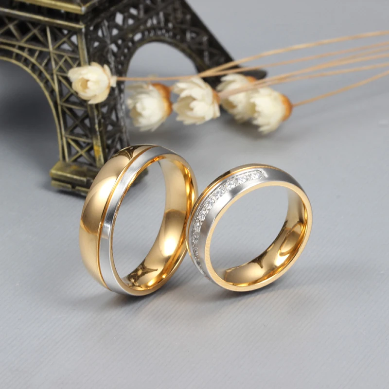 Обручальное кольцо для женщин и мужчин золотого цвета, любовь, Помолвочное ювелирное изделие, пара, кольцо из нержавеющей стали, подарок на день Святого Валентина