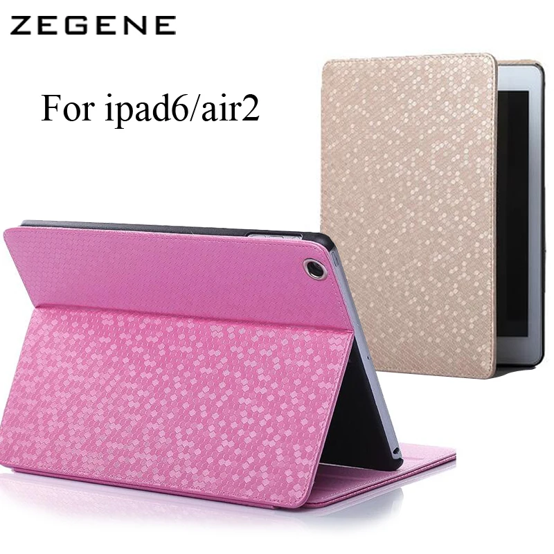 

2016 Newe For Apple ipad 6 Case Auto Sleep Wake Up Flip Litchi PU Leather Cover For ipad air 2 Smart Stand Holder Folio Case
