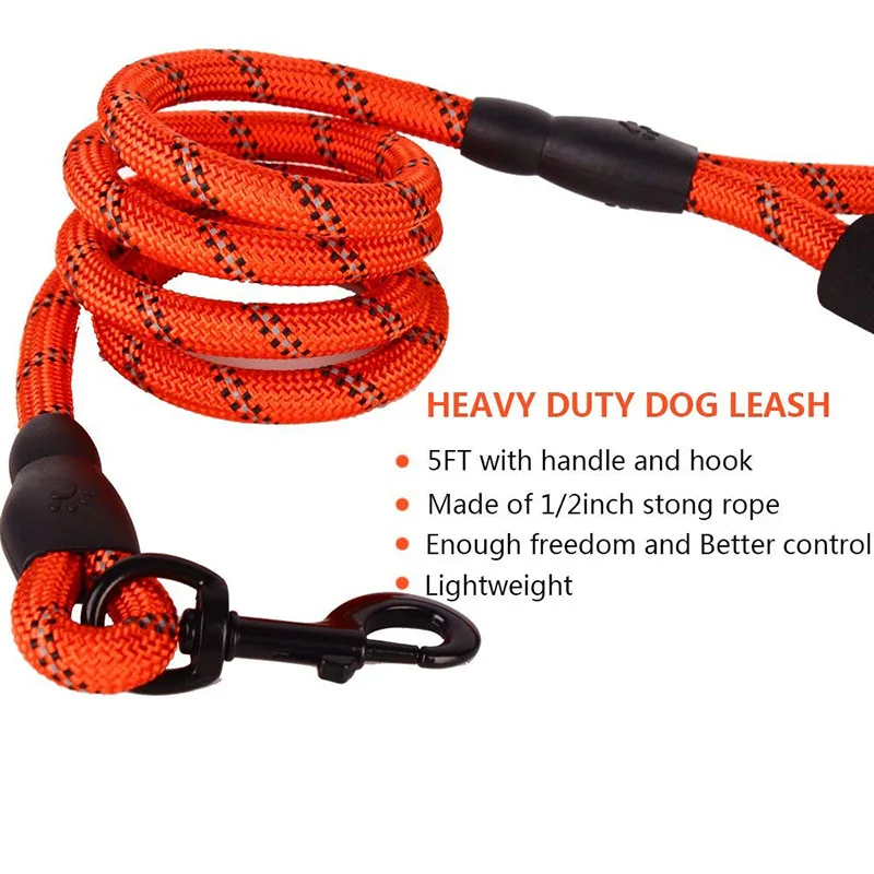 FML домашнее животное поводки Светоотражающие сильные собаки поводки из нейлона веревки 1,5 м длинные с мягкой ручкой собака Скалолазание Веревка для средних собак